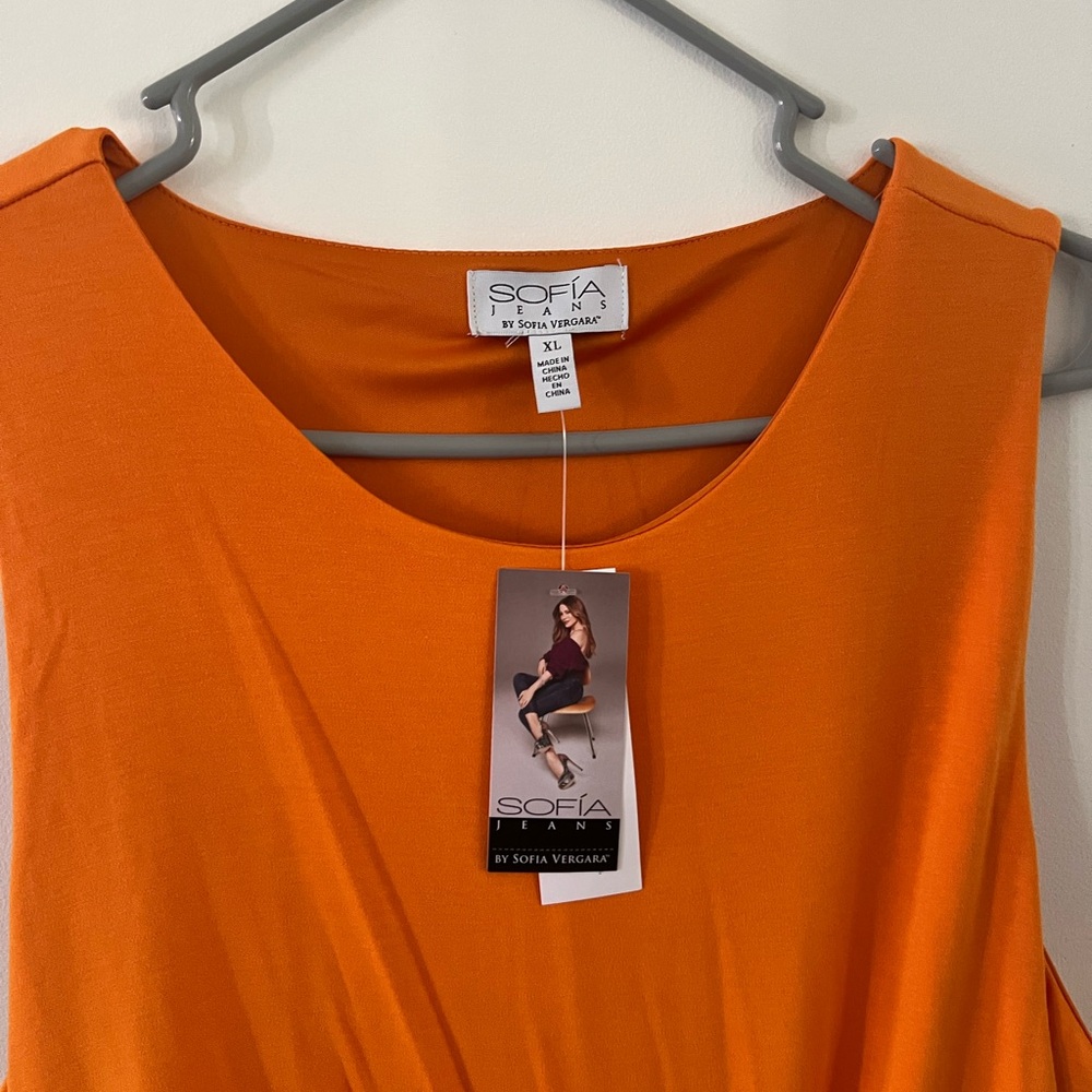 Sofia Vergara Orange Sleeveless Top